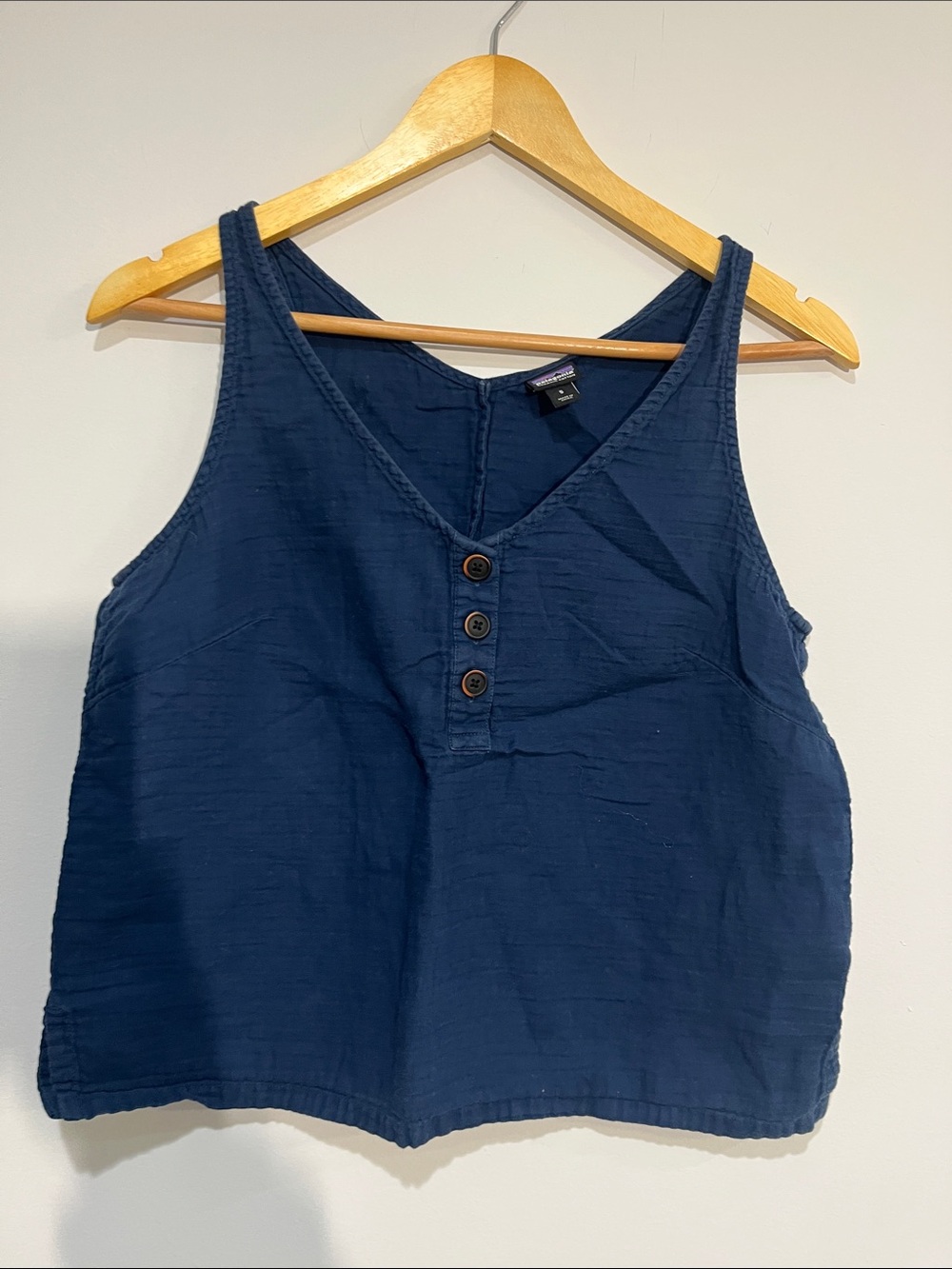 Patagonia Navy V-Neck Button Tank Top